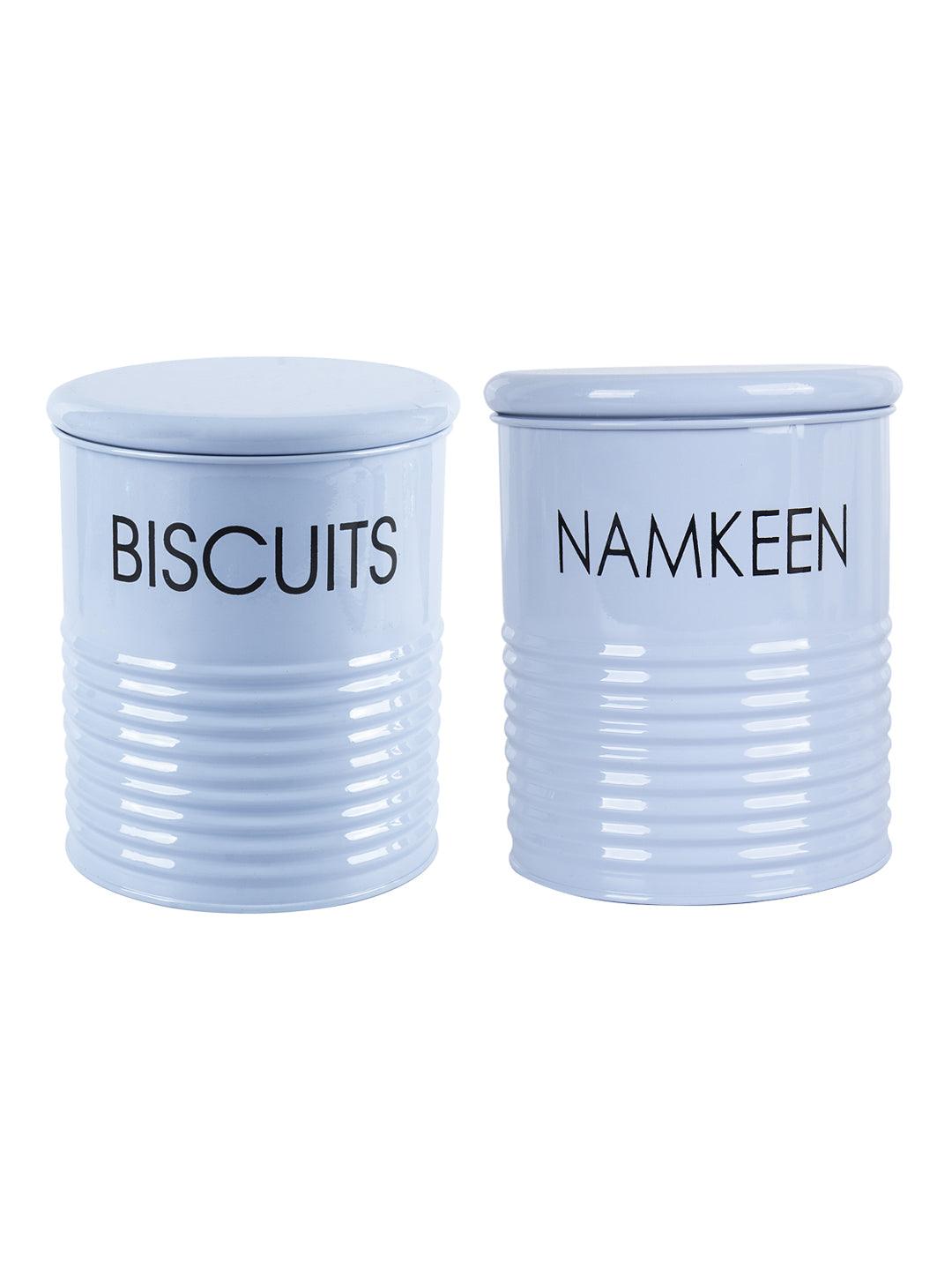 Biscuits & Namkeen Jar Set Of 2 ( Light Blue, Each 1700 Ml ) - MARKET 99