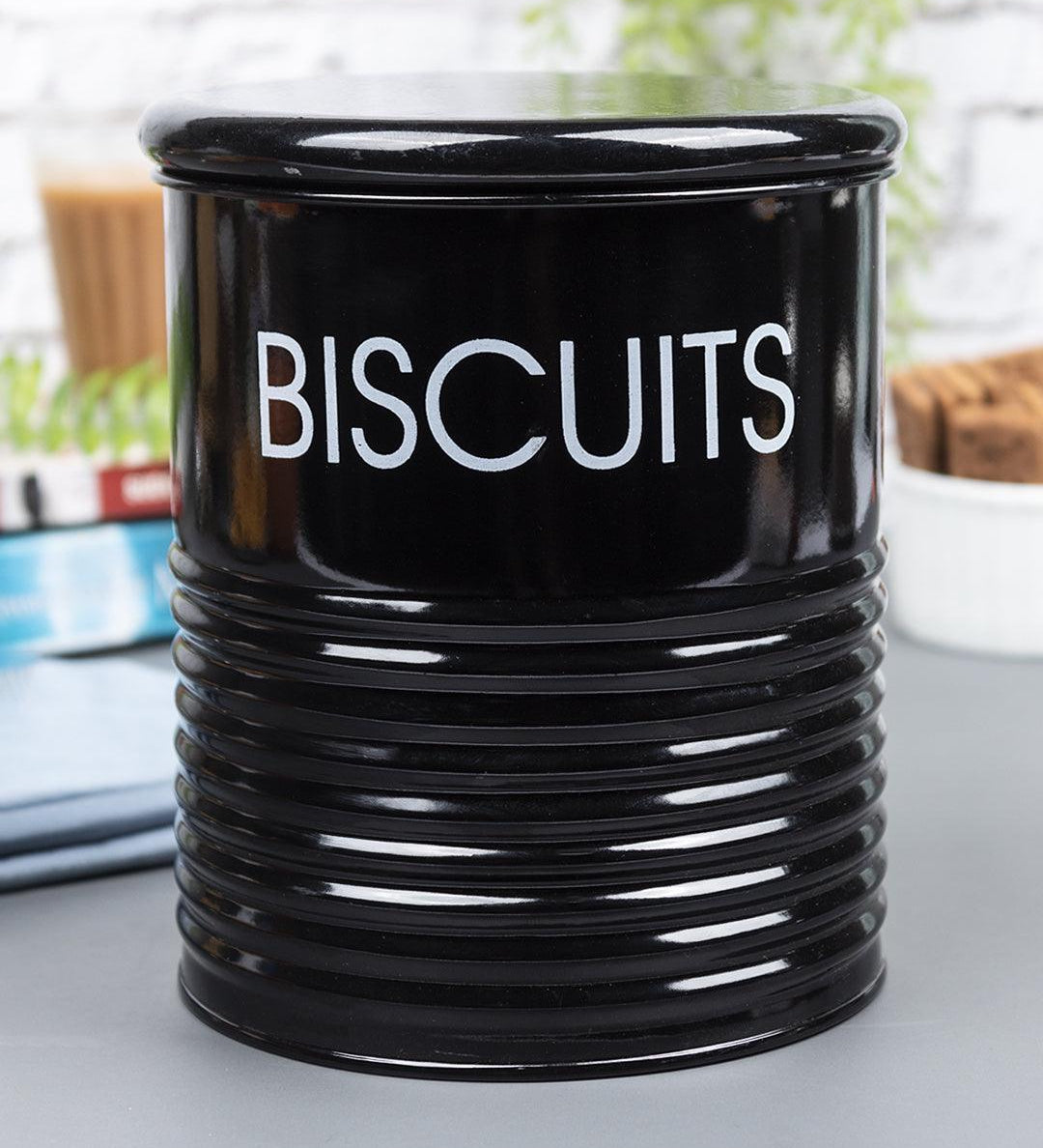 Biscuits Jar with Lid - (Black, 1700mL) - MARKET 99