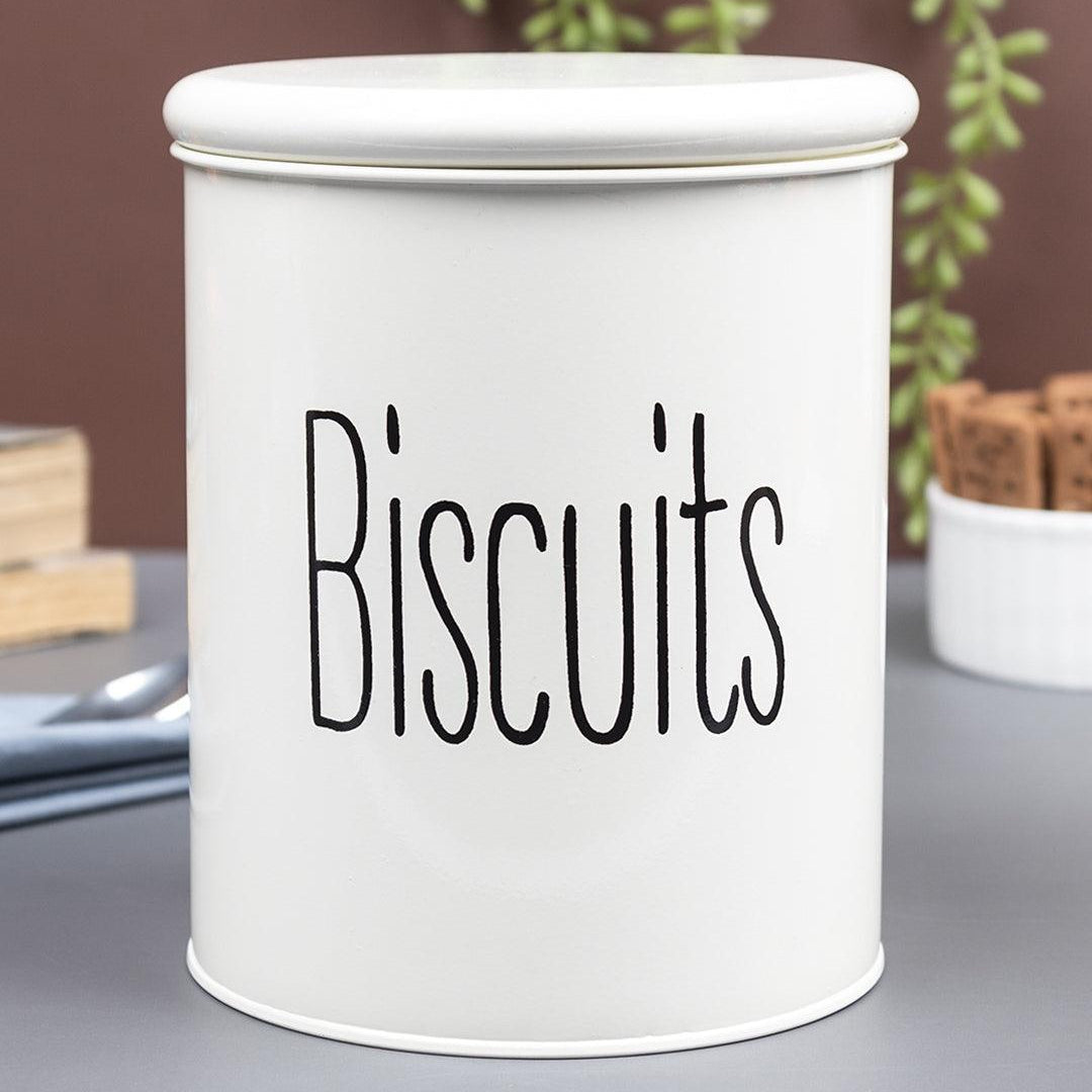 Off White Biscuits Jar with Lid (1700mL)