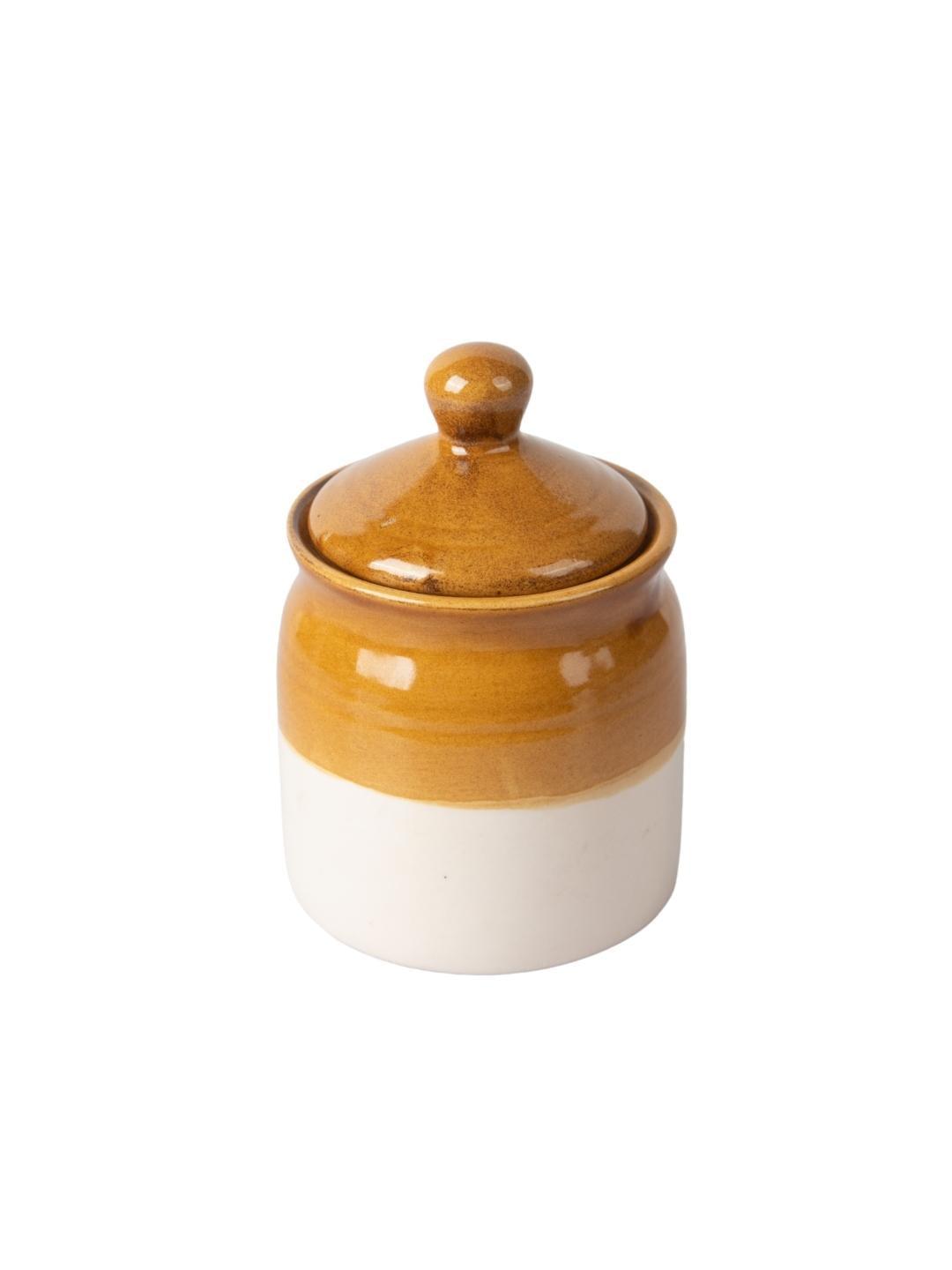 'Bisque Caramel' Dual Glazed Traditional Ceramic Pickle Jar 300mL - MARKET 99