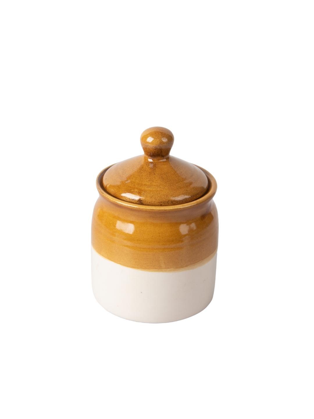 'Bisque Caramel' Dual Glazed Traditional Ceramic Pickle Jar 300mL - MARKET 99