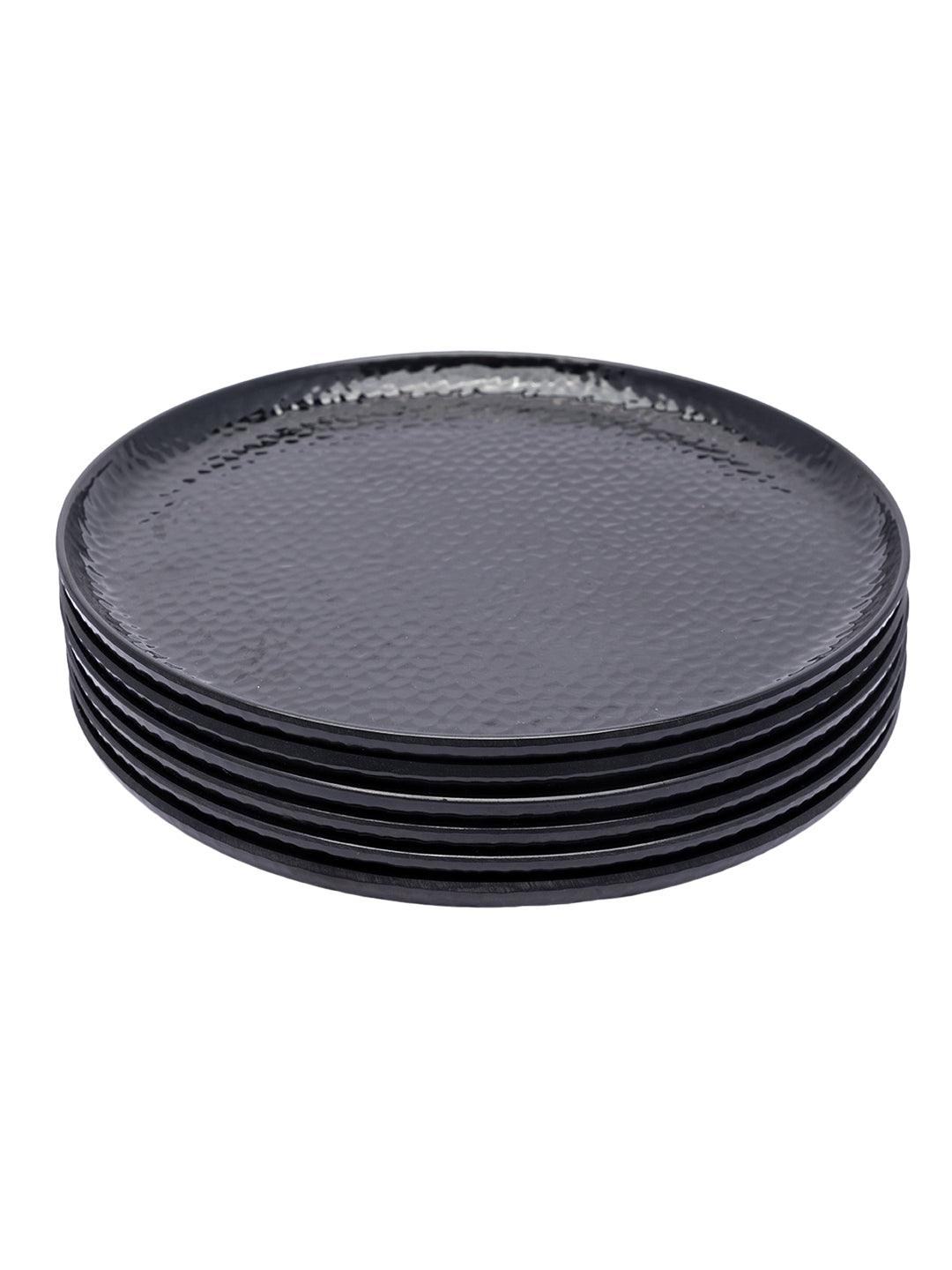 Black Melamine Dinner Set Of 18 Pcs - 6 Full & 6 Quarter Plates + 6 Bowls