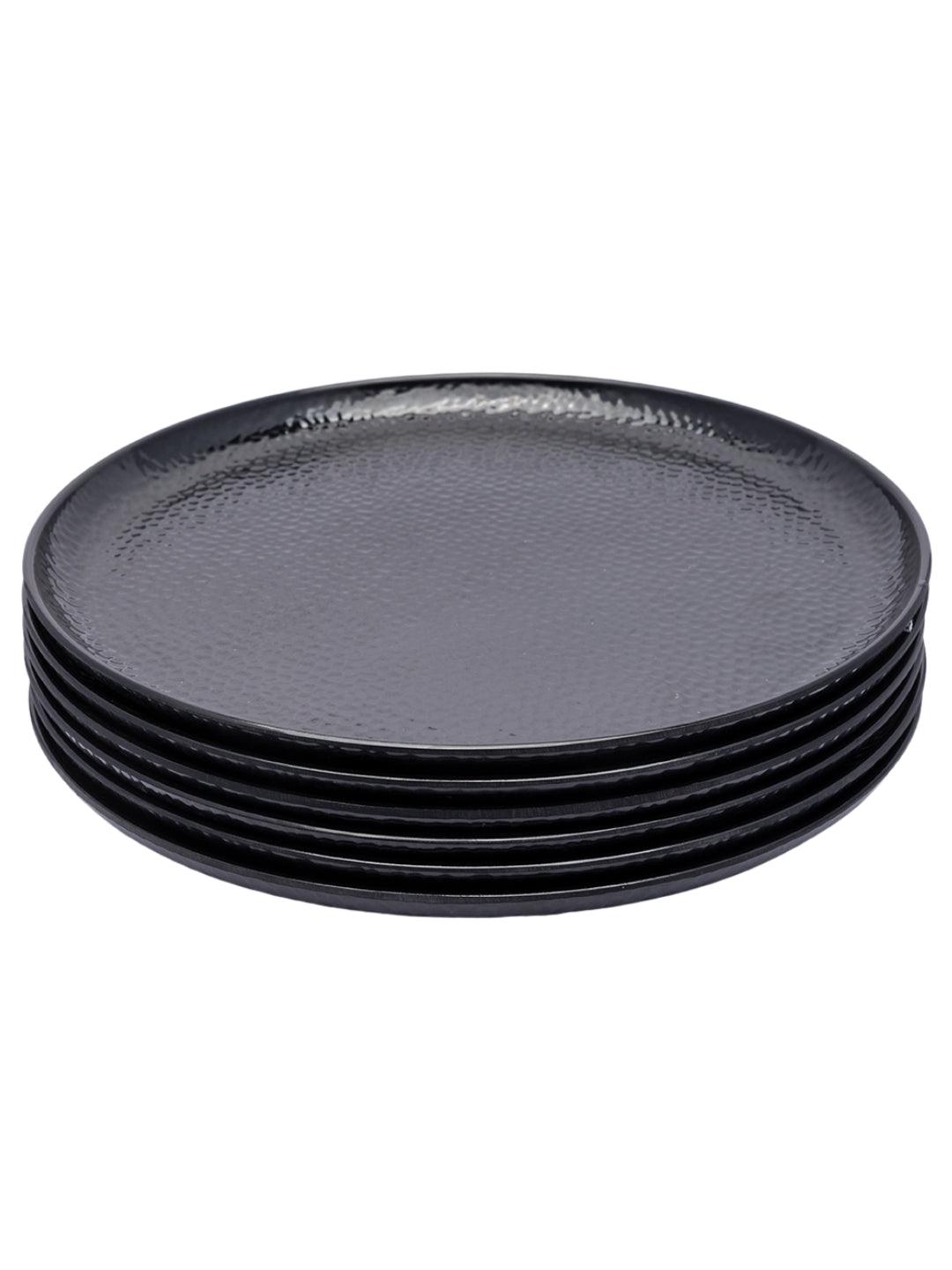 Black Melamine Dinner Set Of 18 Pcs - 6 Full & 6 Quarter Plates + 6 Bowls