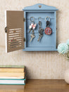 Blue & White Wood House Shaped Key Box Organiser - MARKET 99