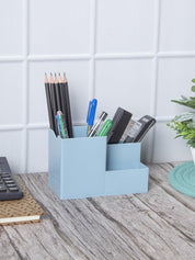 Blue Cyan Desk Organizer Pen Stand 3 Compartment