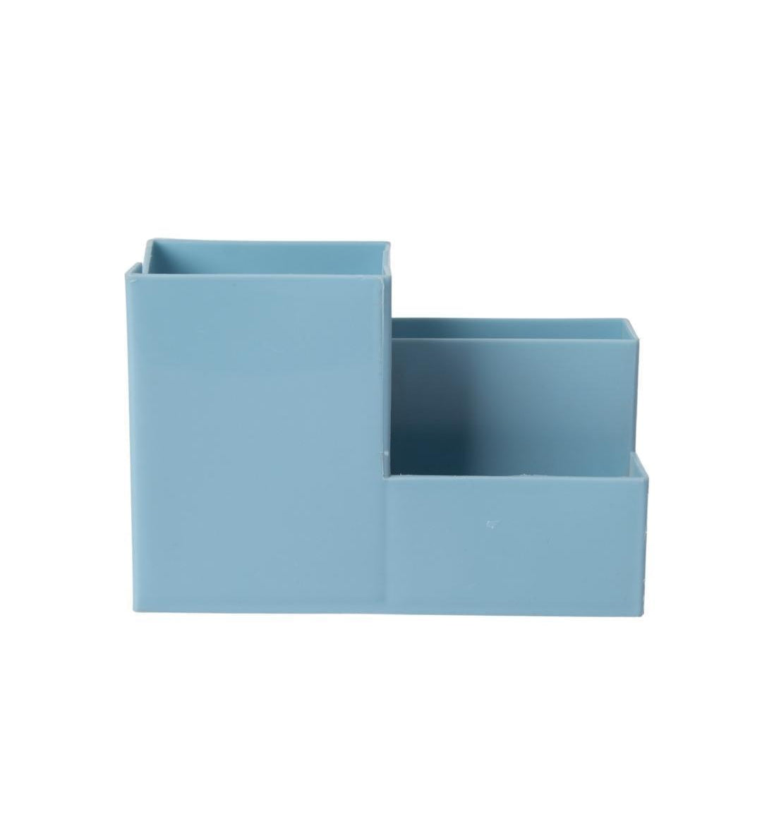 Blue Cyan Desk Organizer Pen Stand 3 Compartment