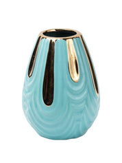 Blue Textured Vase with Gold Design - MARKET 99