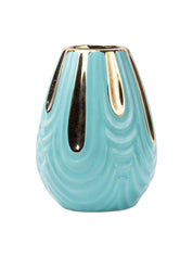 Blue Textured Vase with Gold Design - MARKET 99