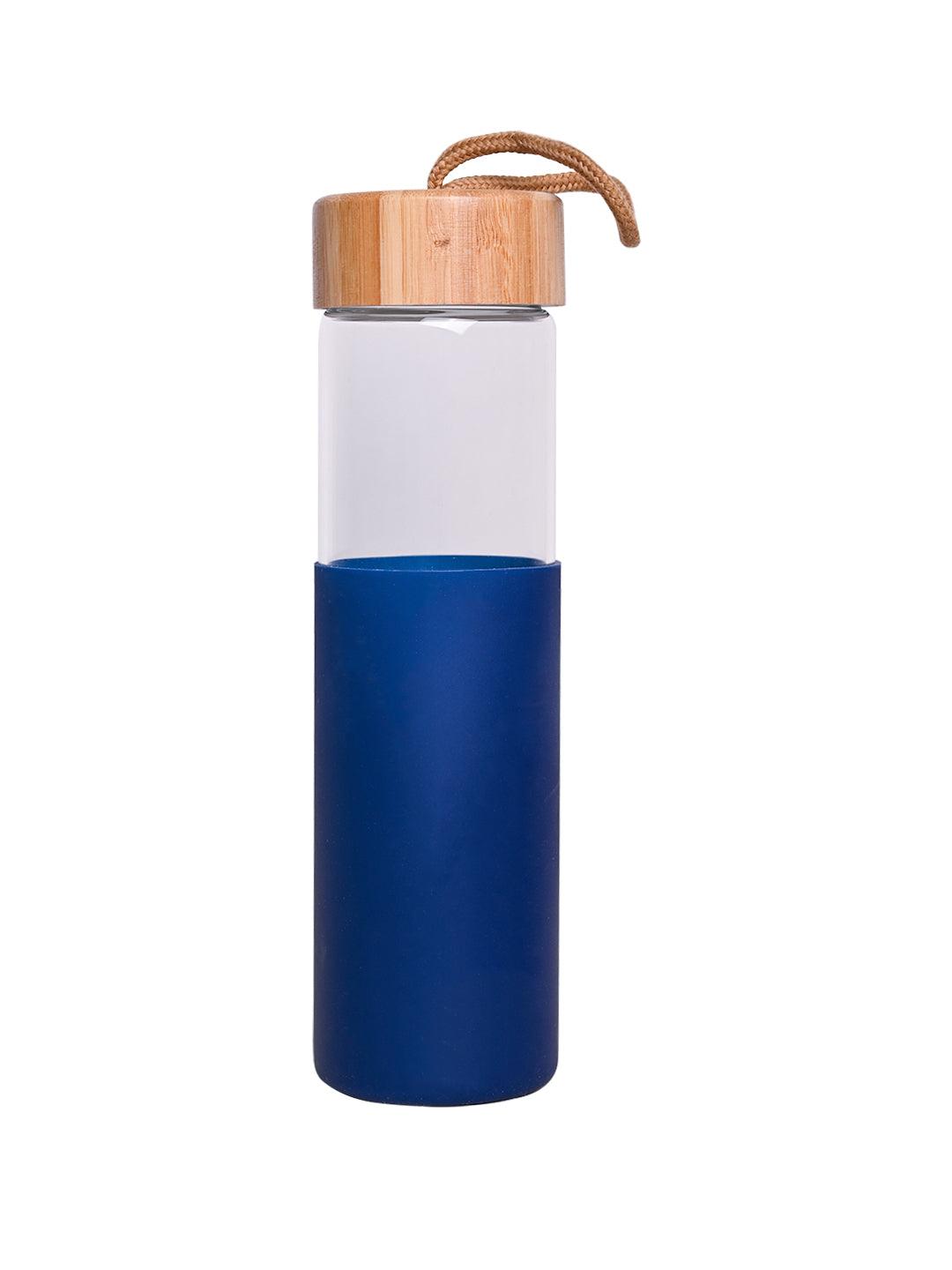 Borosilicate Glass Bottle with Blue Silicone Sleeve - 550Ml - MARKET 99