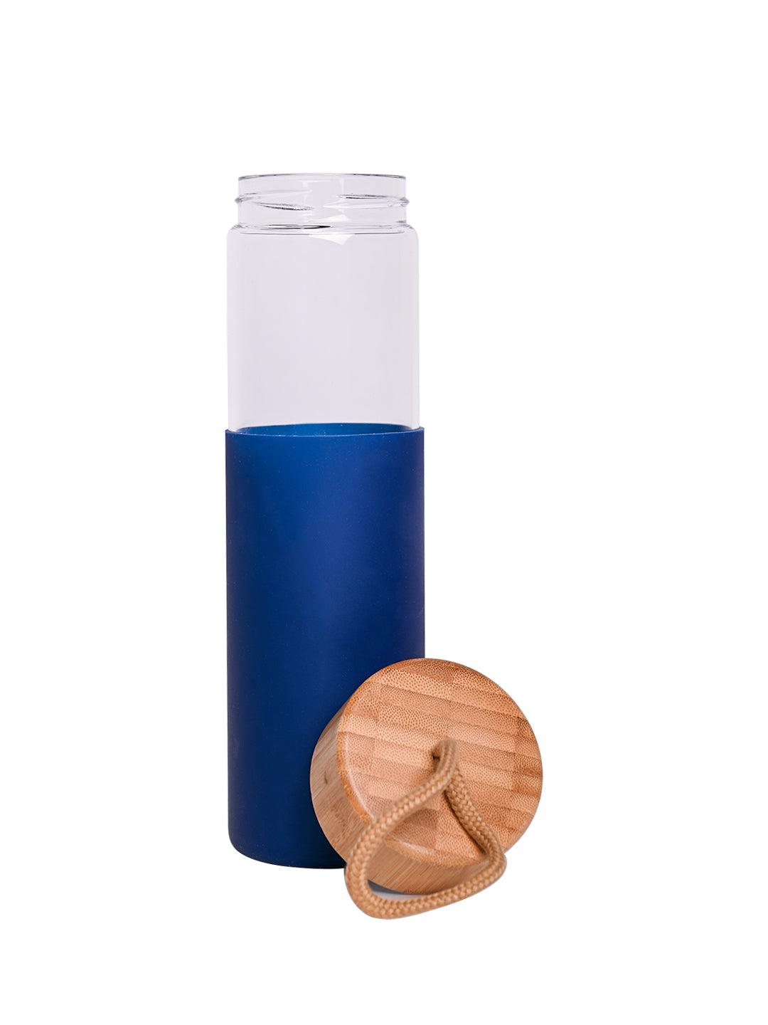 Borosilicate Glass Bottle with Blue Silicone Sleeve - 550Ml - MARKET 99