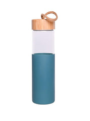 Borosilicate Glass Bottle with Cyan Silicone Sleeve - 550Ml - MARKET 99