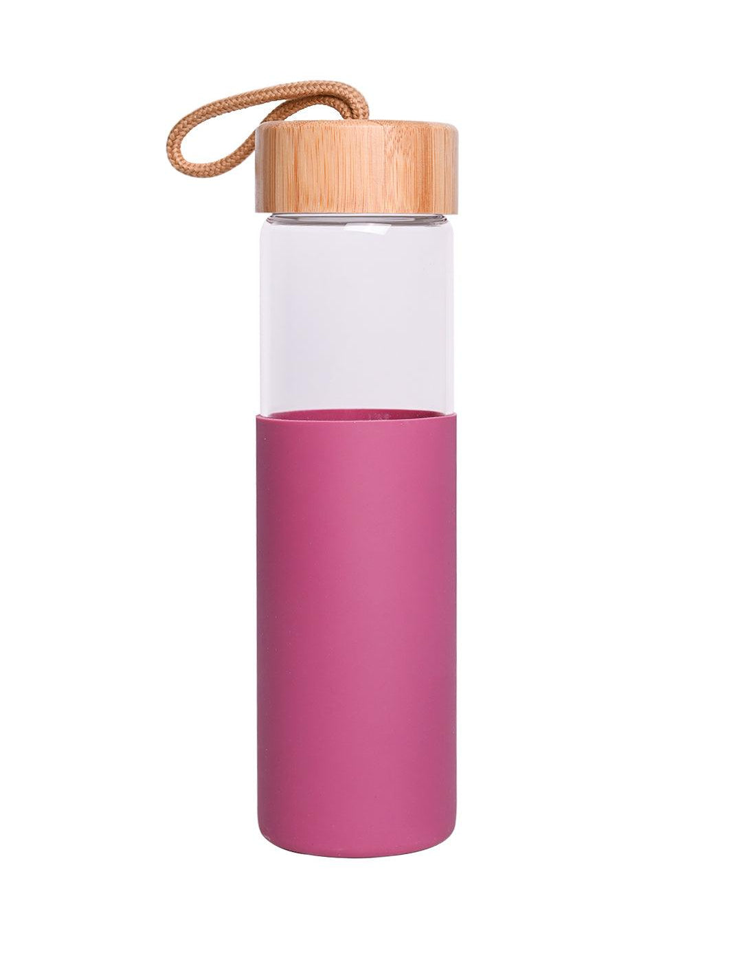 Borosilicate Glass Bottle with Pink Silicone Sleeve - 550Ml - MARKET 99