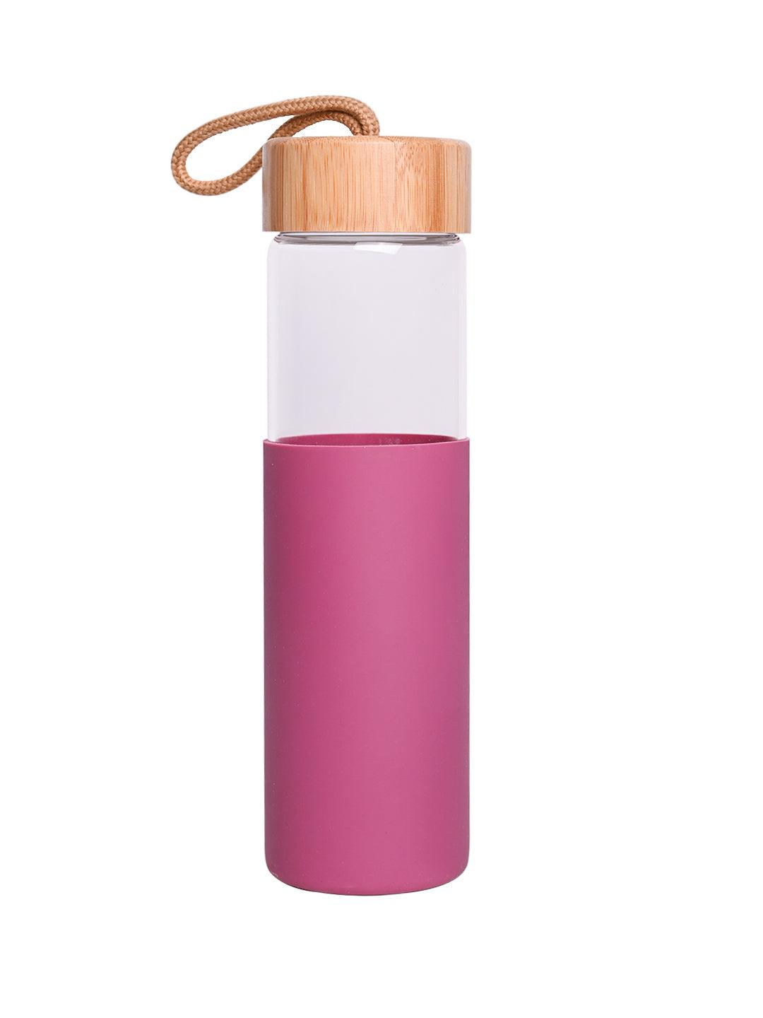 Borosilicate Glass Bottle with Pink Silicone Sleeve - 550Ml - MARKET 99