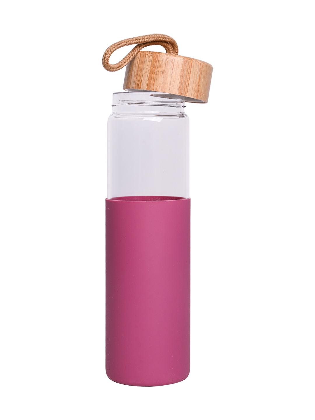 Borosilicate Glass Bottle with Pink Silicone Sleeve - 550Ml - MARKET 99