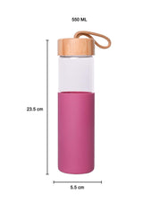 Borosilicate Glass Bottle with Pink Silicone Sleeve - 550Ml - MARKET 99