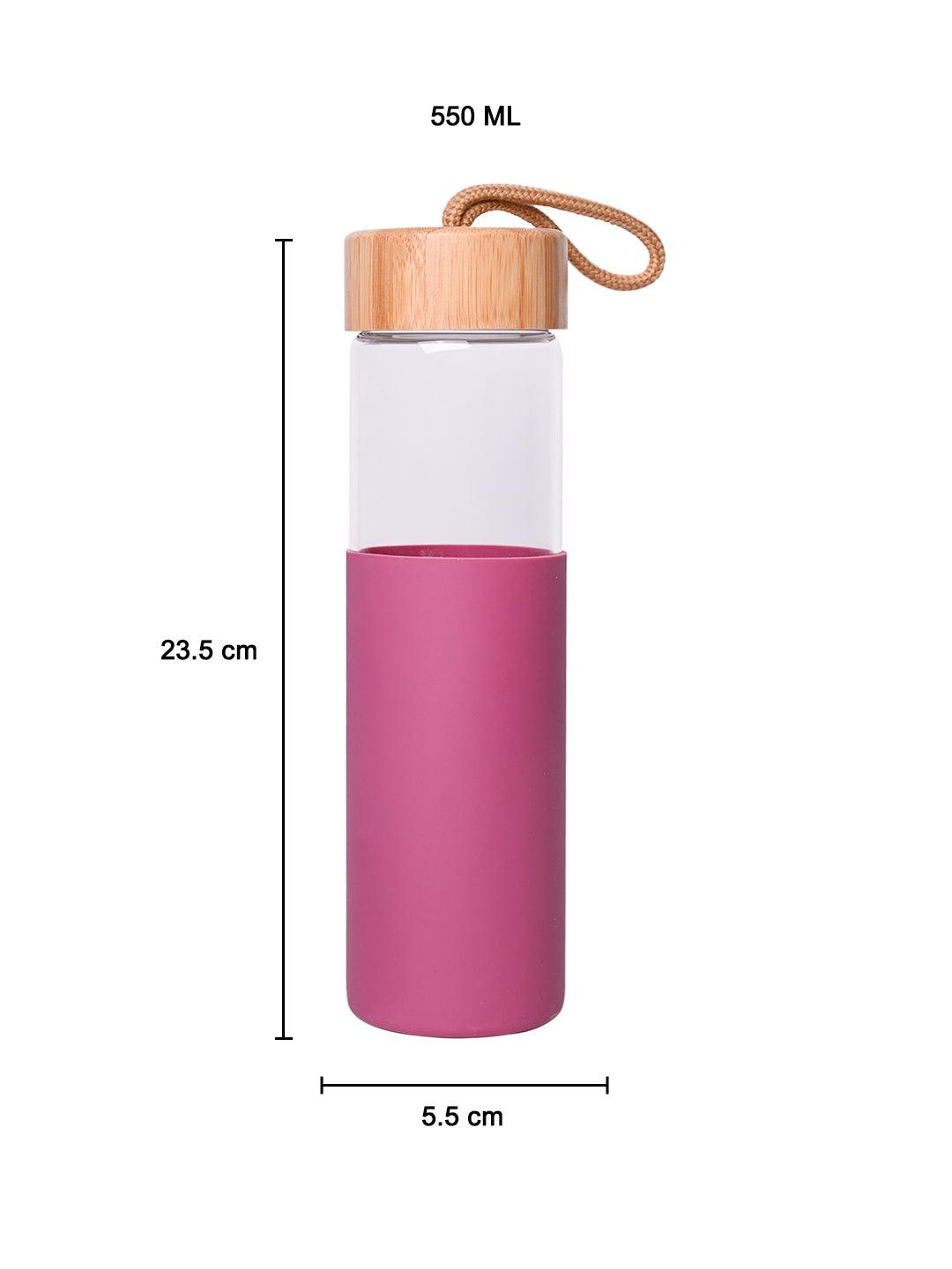 Borosilicate Glass Bottle with Pink Silicone Sleeve - 550Ml - MARKET 99