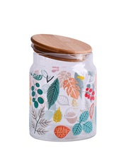 Borosilicate Glass Jar - 650Ml, Leaf Prints - MARKET 99