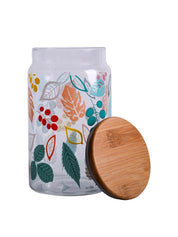 Borosilicate Glass Jar - 950Ml, Leaf Prints - MARKET 99