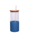 Borosilicate Glass Tumbler with Blue Silicone Sleeve - 350Ml - MARKET 99