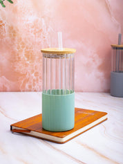 Borosilicate Glass Tumbler with Green Sliicone Sleeve - 350Ml - MARKET 99