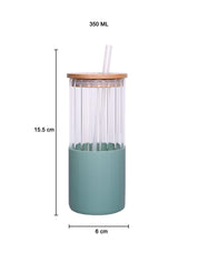 Borosilicate Glass Tumbler with Green Sliicone Sleeve - 350Ml - MARKET 99