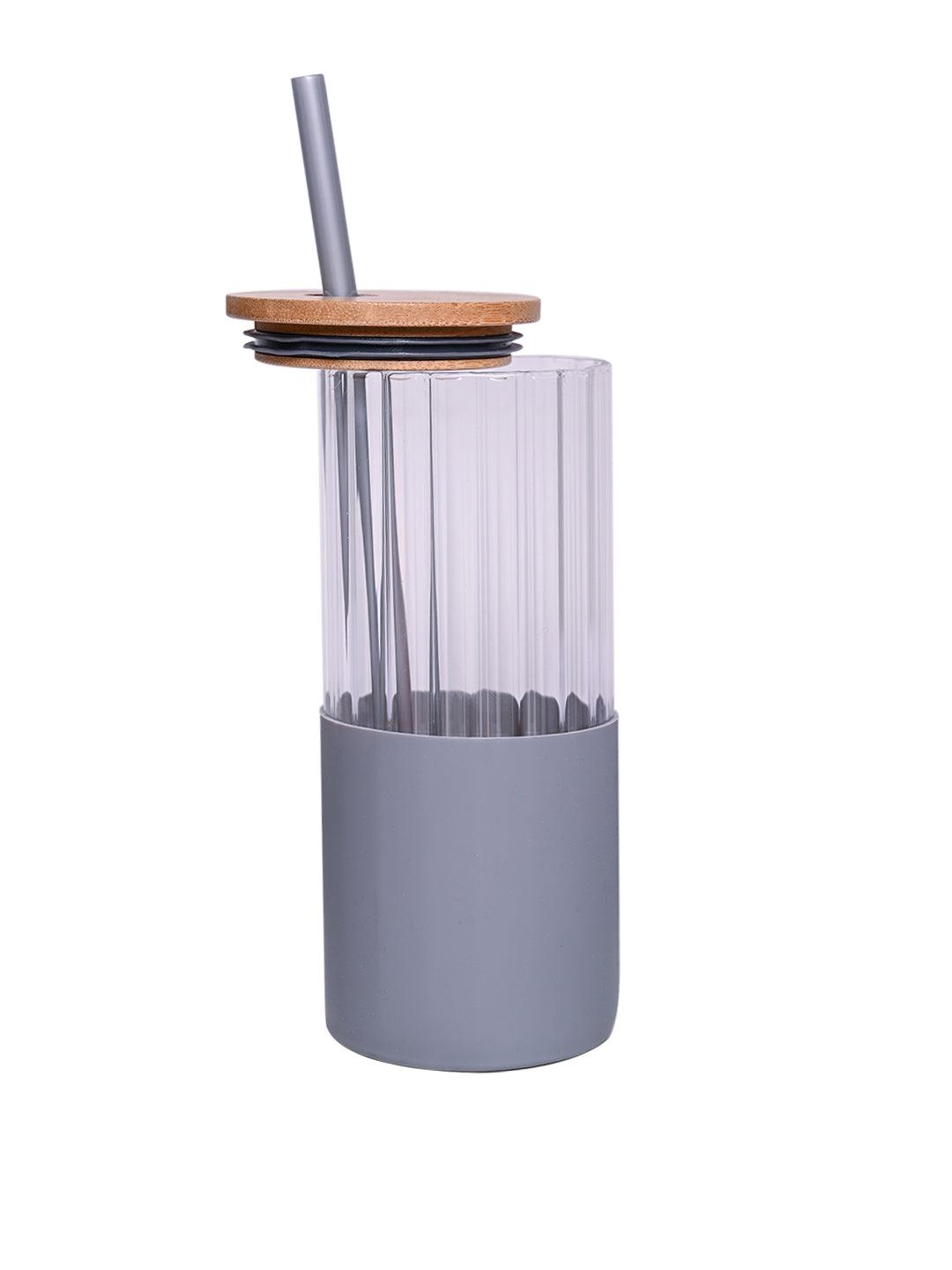 Borosilicate Glass Tumbler with Grey Silicone Sleeve - 350Ml - MARKET 99