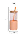 Borosilicate Glass Tumbler with Peach Silicone Sleeve - 350Ml - MARKET 99