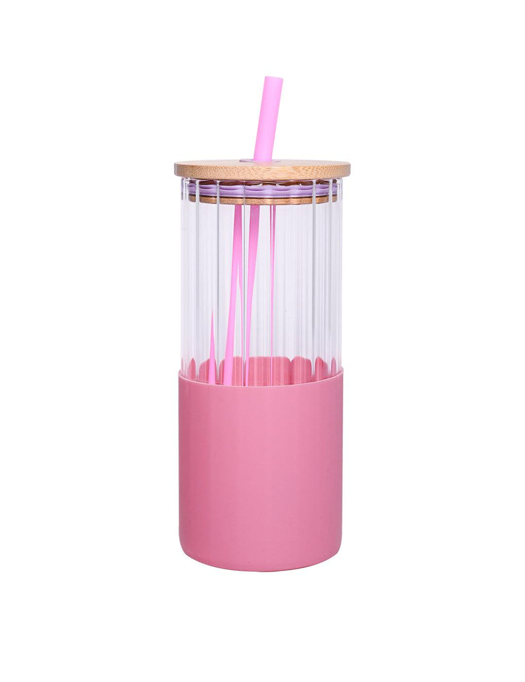 Borosilicate Glass Tumbler with Pink Silicone Sleeve - 350Ml - MARKET 99