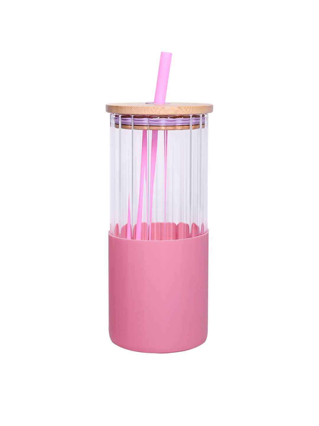 Borosilicate Glass Tumbler with Pink Silicone Sleeve - 350Ml - MARKET 99