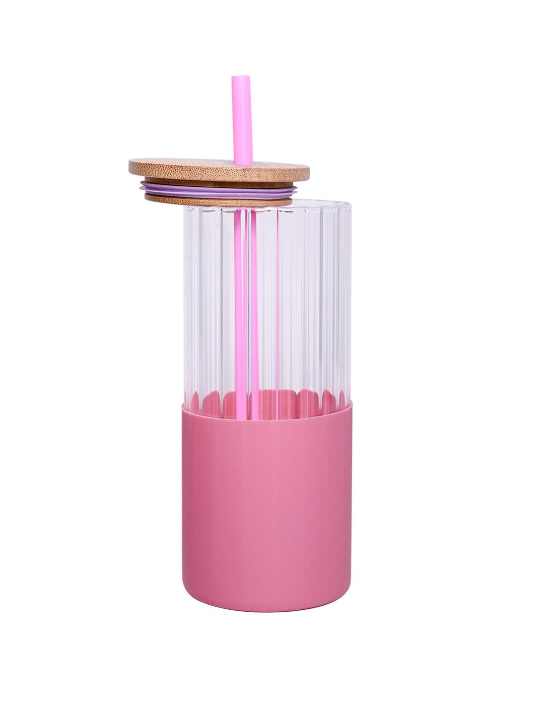 Borosilicate Glass Tumbler with Pink Silicone Sleeve - 350Ml - MARKET 99