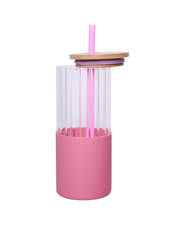 Borosilicate Glass Tumbler with Pink Silicone Sleeve - 350Ml - MARKET 99