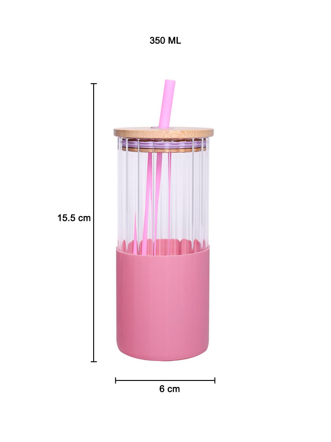 Borosilicate Glass Tumbler with Pink Silicone Sleeve - 350Ml - MARKET 99