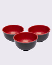 Bowls, for Serving, Black & Red, Plastic, Set of 3 - MARKET 99