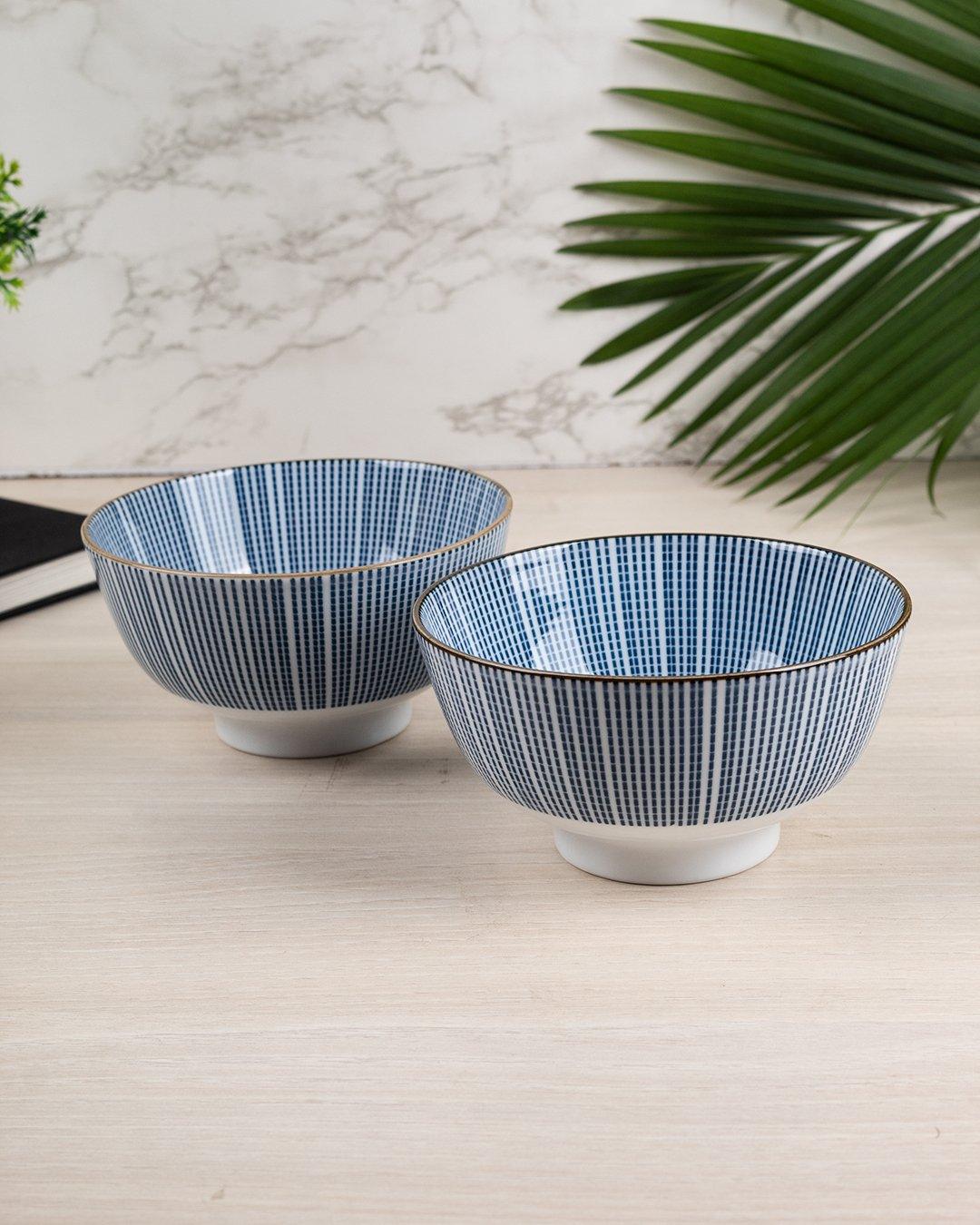 Bowls, for Serving, Blue, Ceramic, Set of 2, 300 mL - MARKET 99