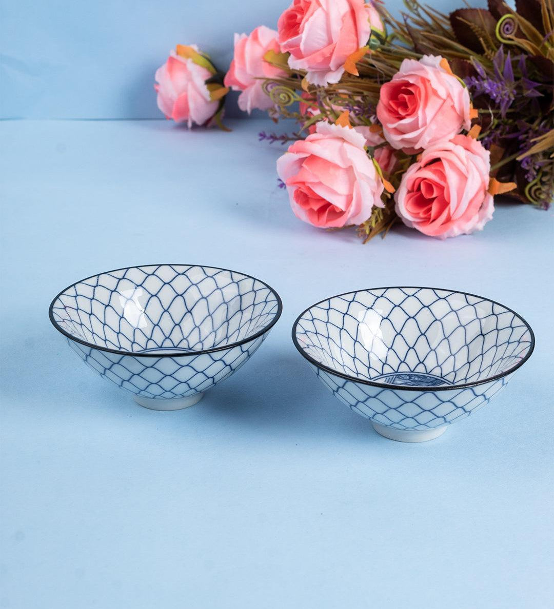 Bowls, Glossy Finish, Blue, Ceramic, Set of 2, 50 mL - MARKET 99