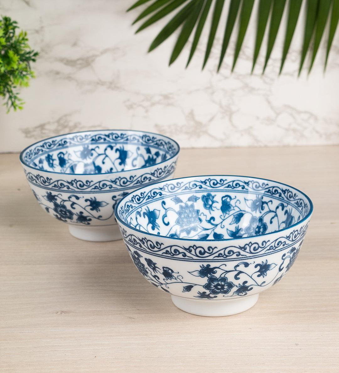 Bowls, Glossy Finish, Royal Blue, Ceramic, Set of 2, 300 mL - MARKET 99