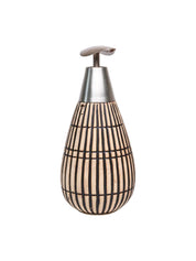 Brown Ceramic Pear Shape Soap Dispenser - Ribbed Pattern, Bath Accessories - MARKET 99