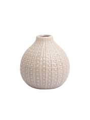 Brown Ceramic Vase - Textured Pattern, Flower Holder - MARKET 99