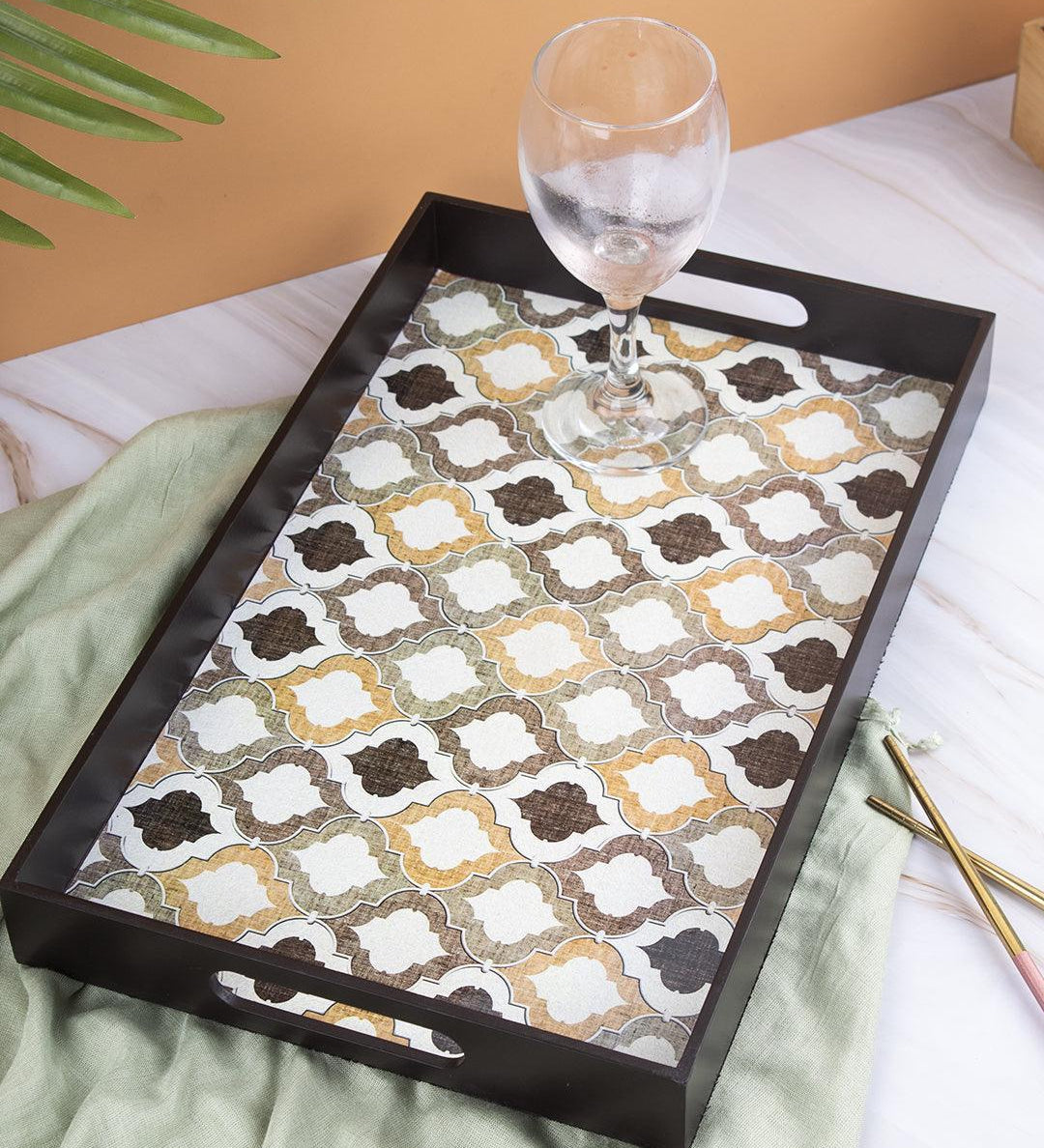 Brown Rectangular Tray with Handle - Market 99 - MARKET 99