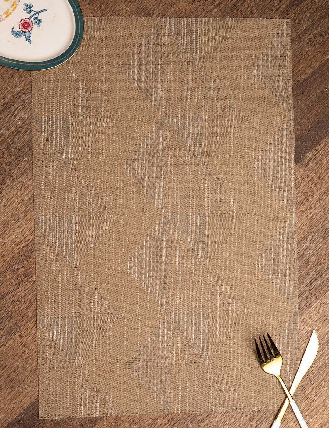 Brown Tringle Pattern - Placemat Mat Set Of 4 - MARKET 99