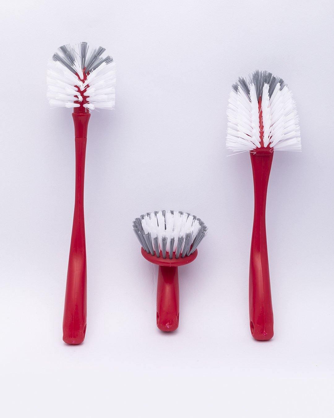 Brush Set, 2 Large & 1 Small, Red, Plastic - MARKET 99