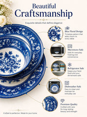 MARKET99 blue floral ceramic dinner set of 20 pieces - image 4
