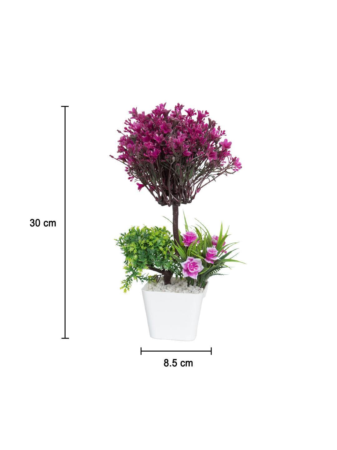Burgundy Faux Flower Vase For Home Décor
