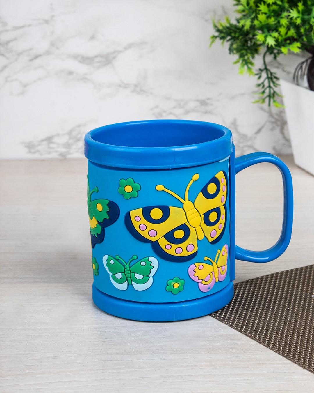 Butterfly Mug for Kids, Blue, Plastic, 280 mL - MARKET 99