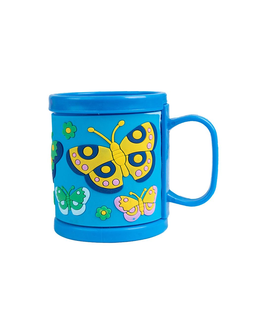 Butterfly Mug for Kids, Blue, Plastic, 280 mL - MARKET 99