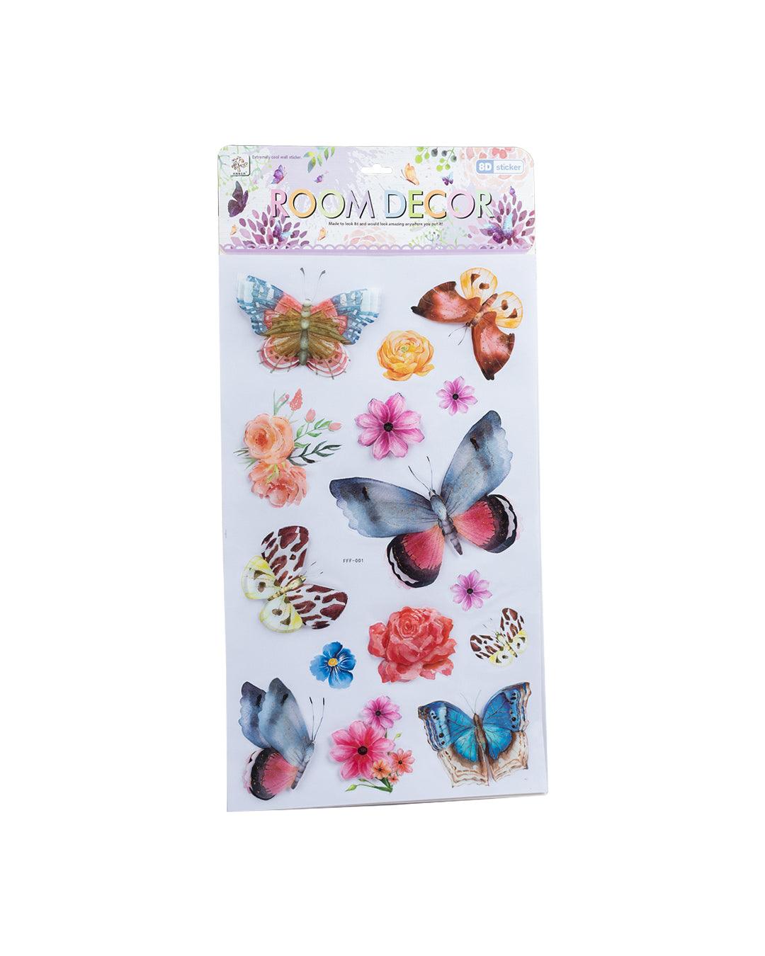 Butterfly Wall Stickers, Multicolour, Plastic, Set of 15 - MARKET 99