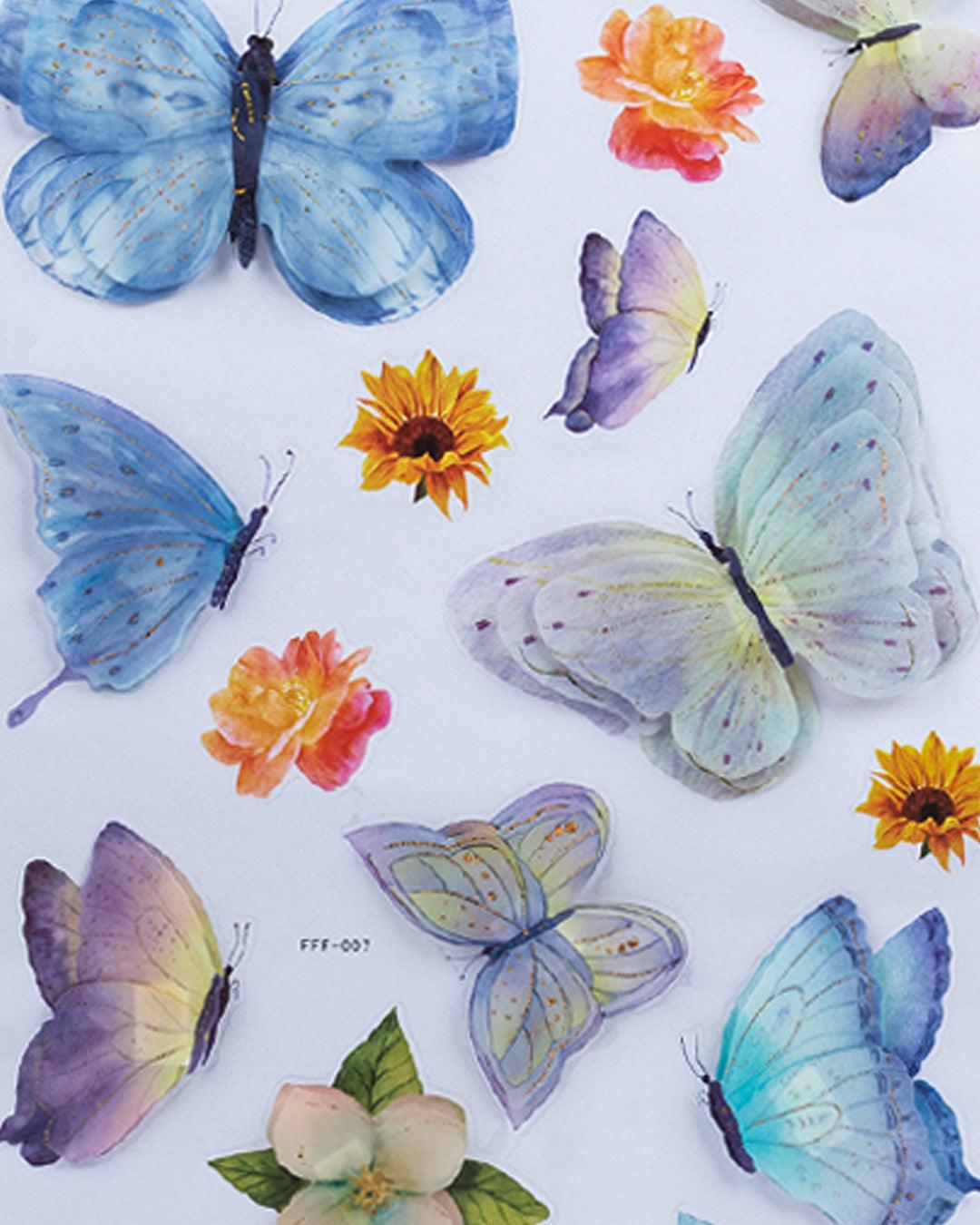 Butterfly Wall Stickers, Multicolour, Plastic, Set of 17 - MARKET 99