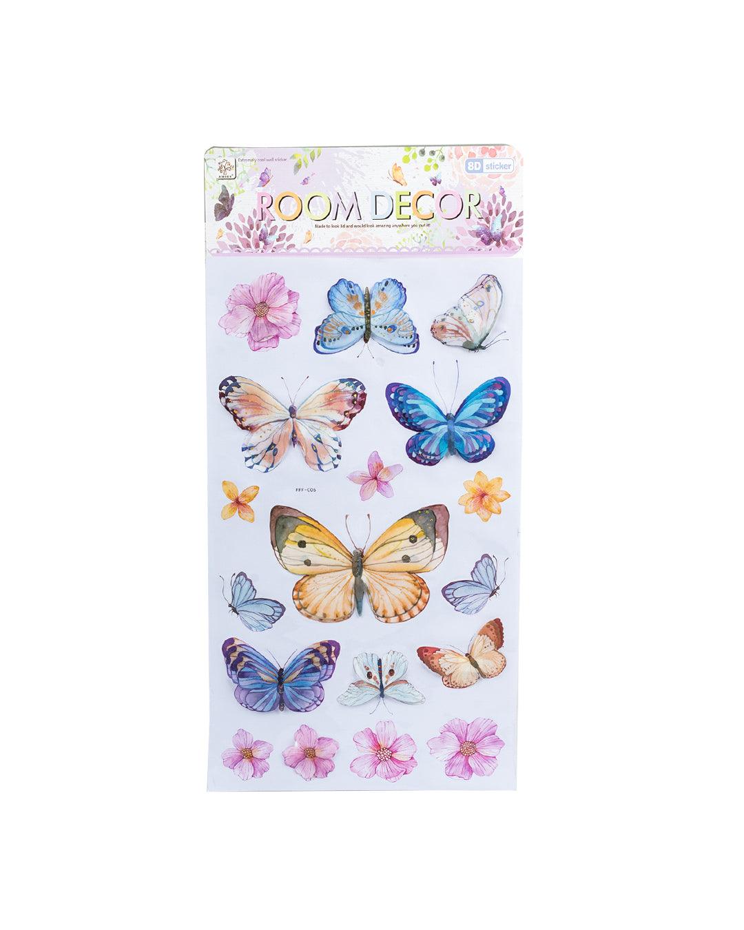 Butterfly Wall Stickers, Multicolour, Plastic, Set of 18 - MARKET 99