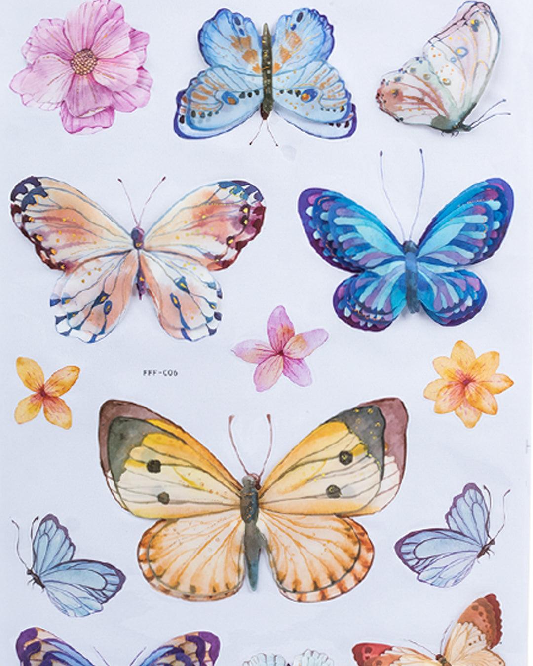 Butterfly Wall Stickers, Multicolour, Plastic, Set of 18 - MARKET 99