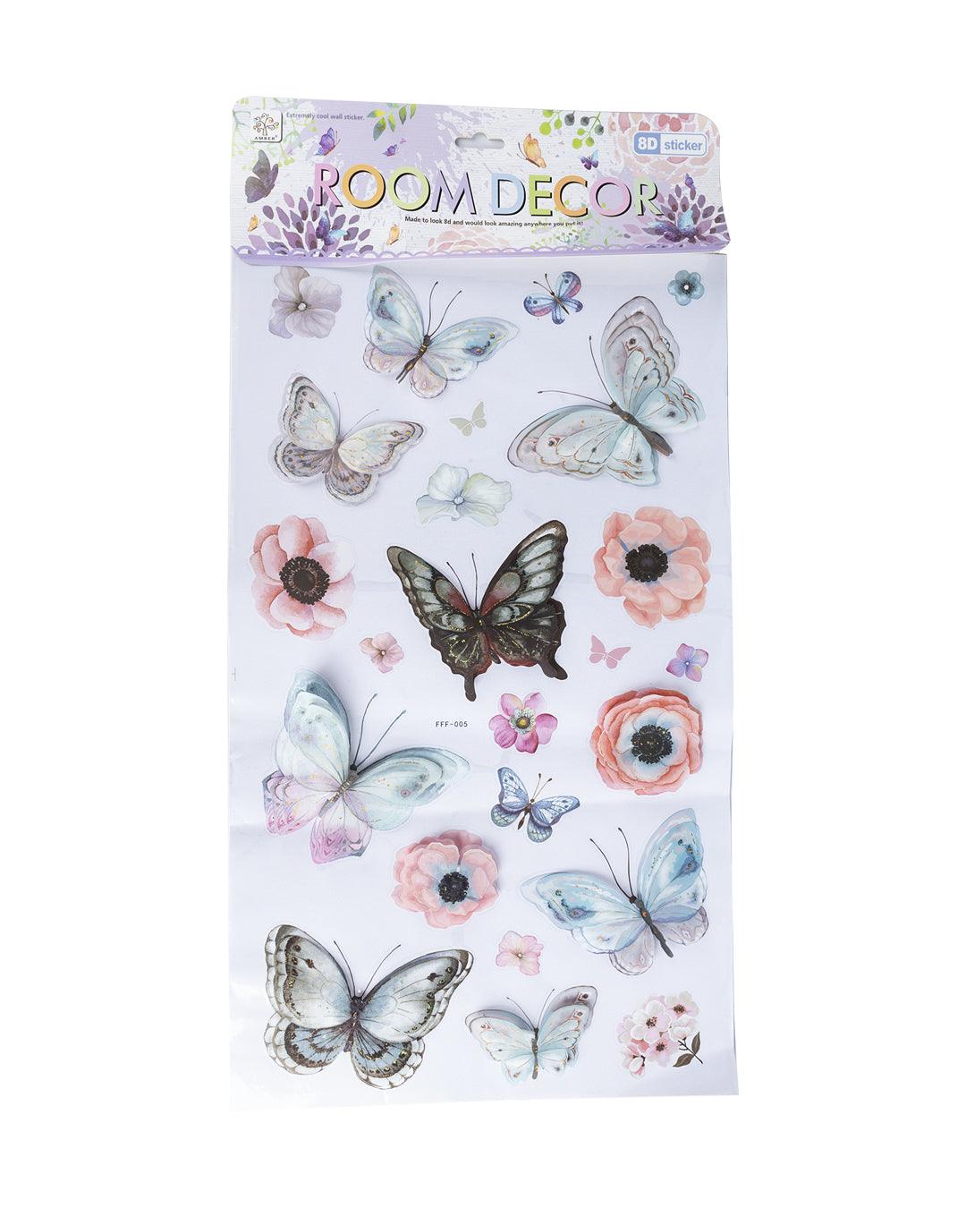 Butterfly Wall Stickers, Multicolour, Plastic, Set of 24 - MARKET 99